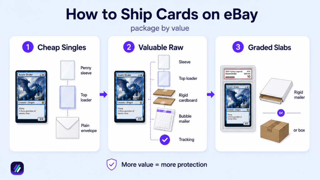 how to ship cards on ebay when selling them