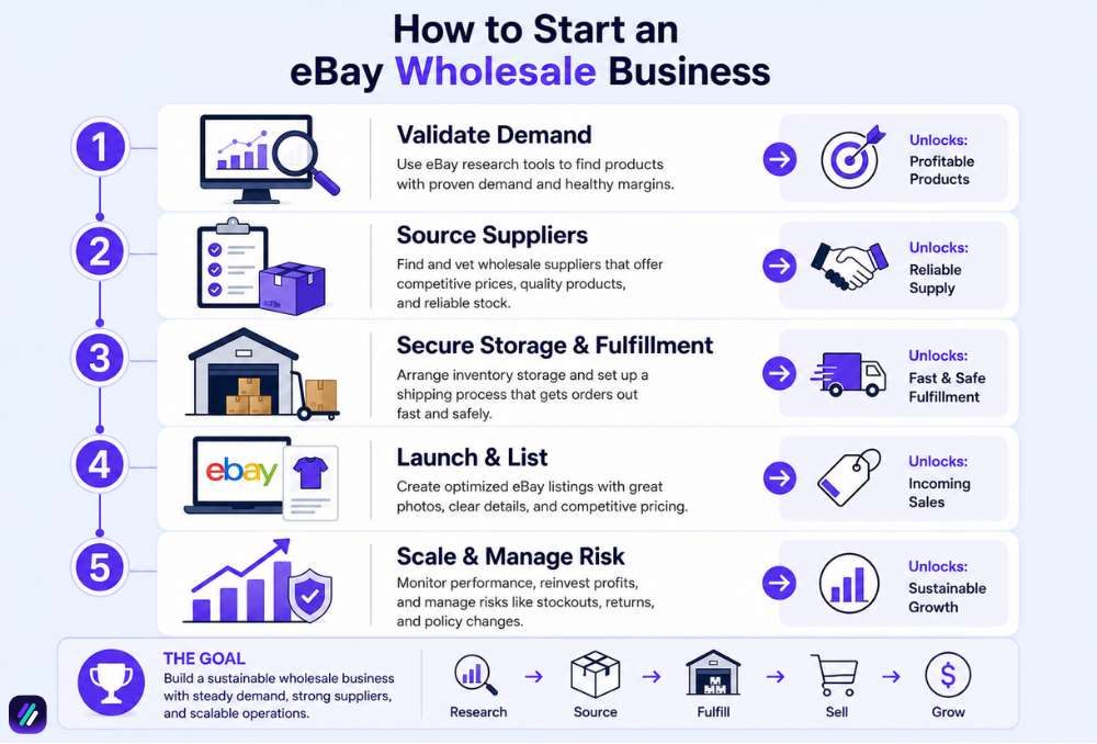 how to start an ebay wholesale business with suppliers