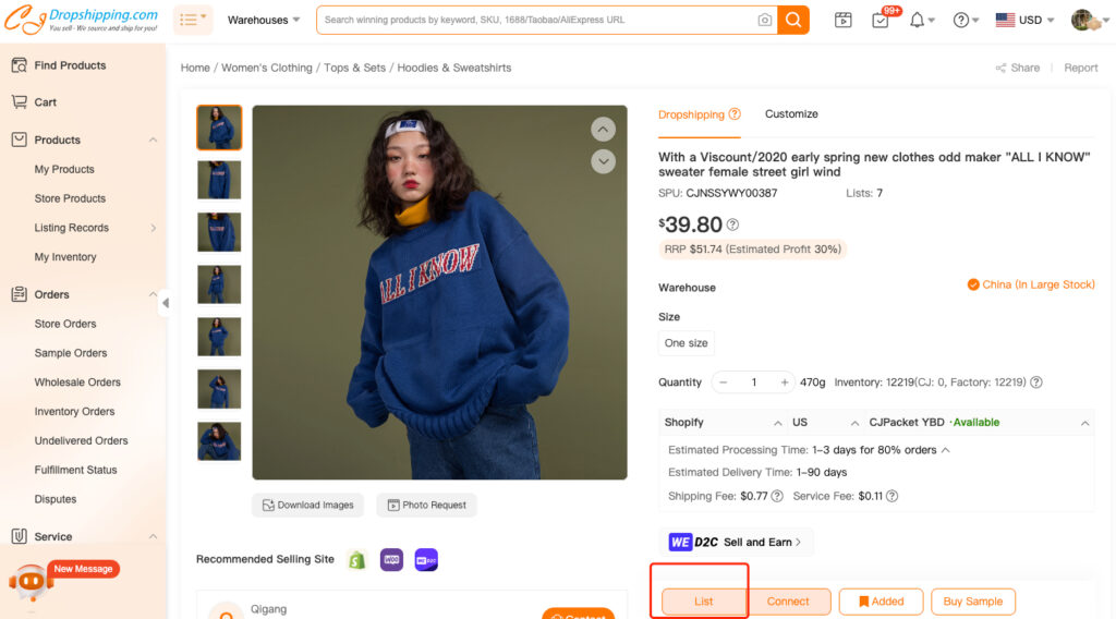 import products from cj dropshipping to ebay