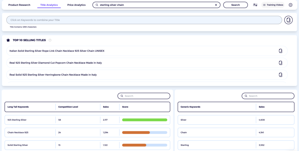 jewelry title analytics zik ebay title builder