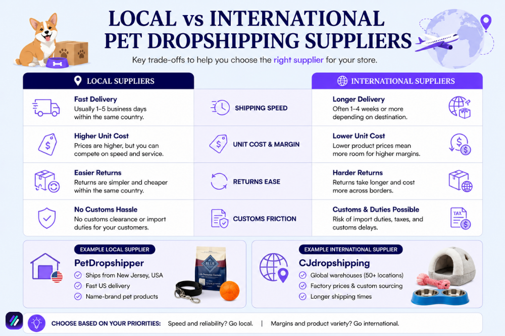local vs international pet dropshipping suppliers