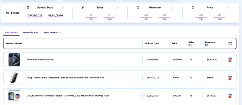 look at products that are recently uploaded products and identify their niche