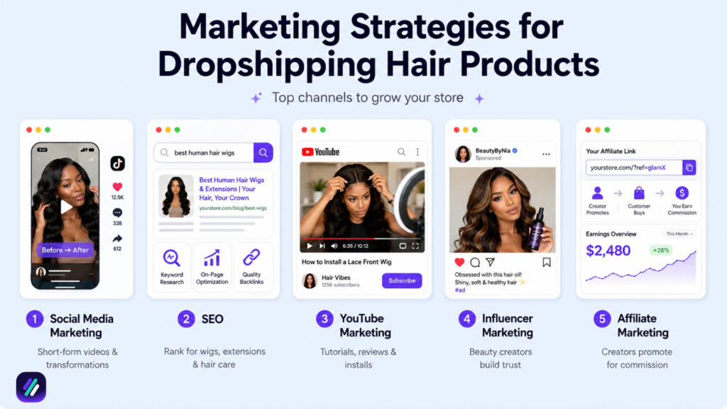 marketing strategies for dropshipping hair products