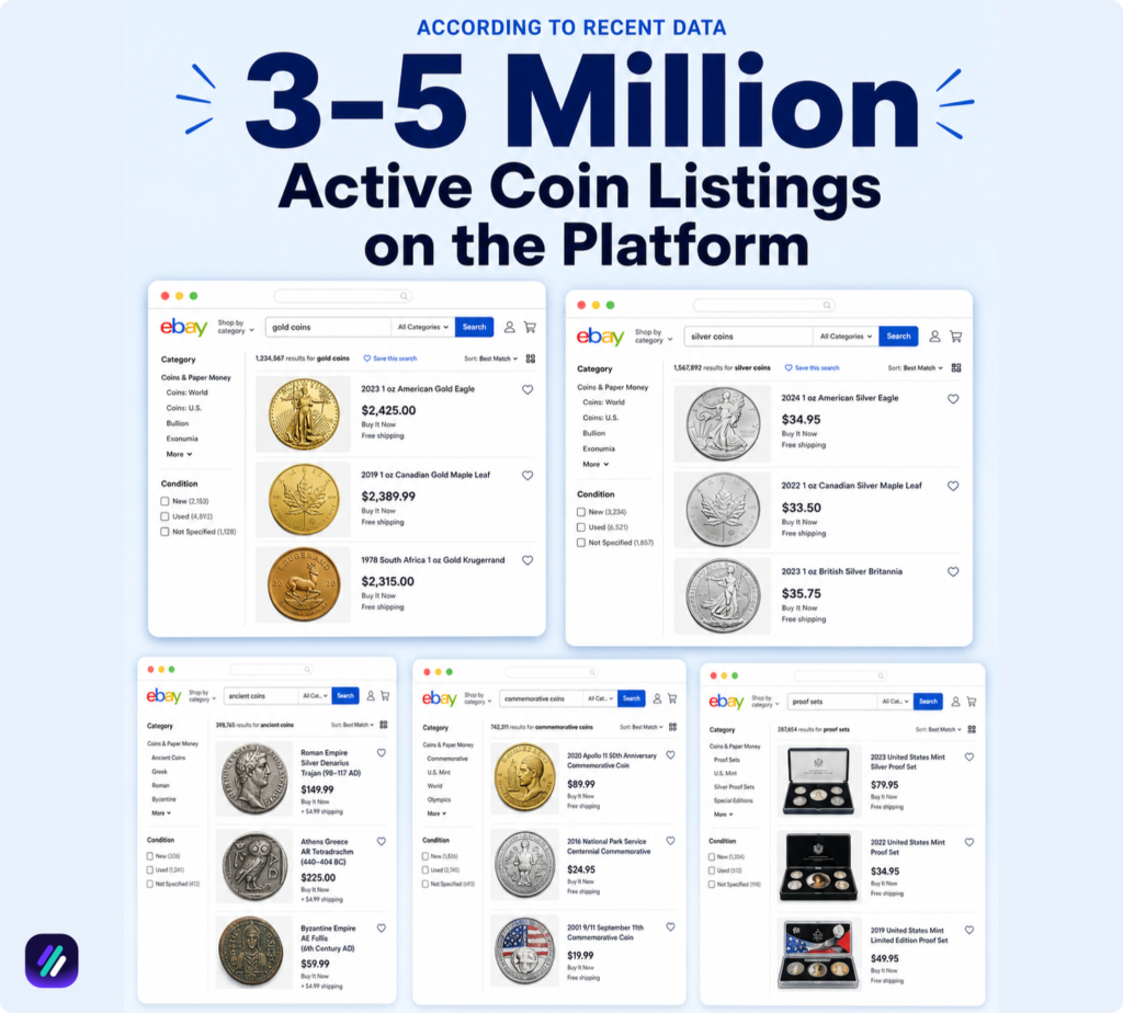 millions of coins listings on ebay