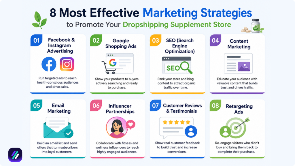 most effective dropshipping marketing strategies to promote dropshipping supplement store