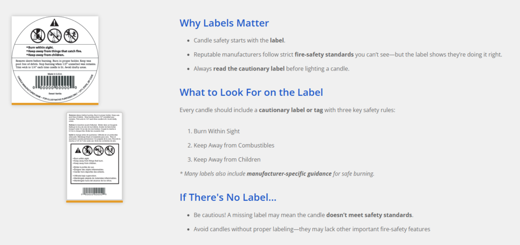 national candle association guidelines for labelling