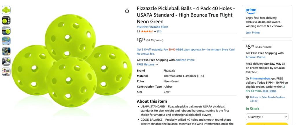 pickleball balls as amazon listing for amazon to ebay arbitrage