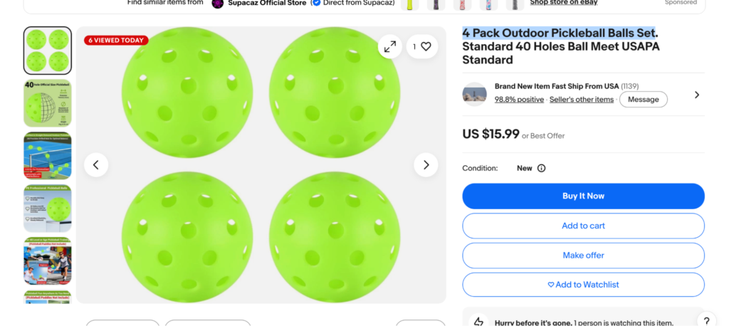 pickleball balls on eBay for ebay to amazon arbitrage