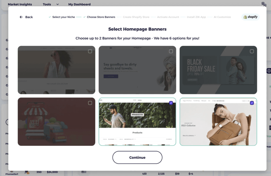 select a niche when starting a shopify dropshipping store in shopify ai builder
