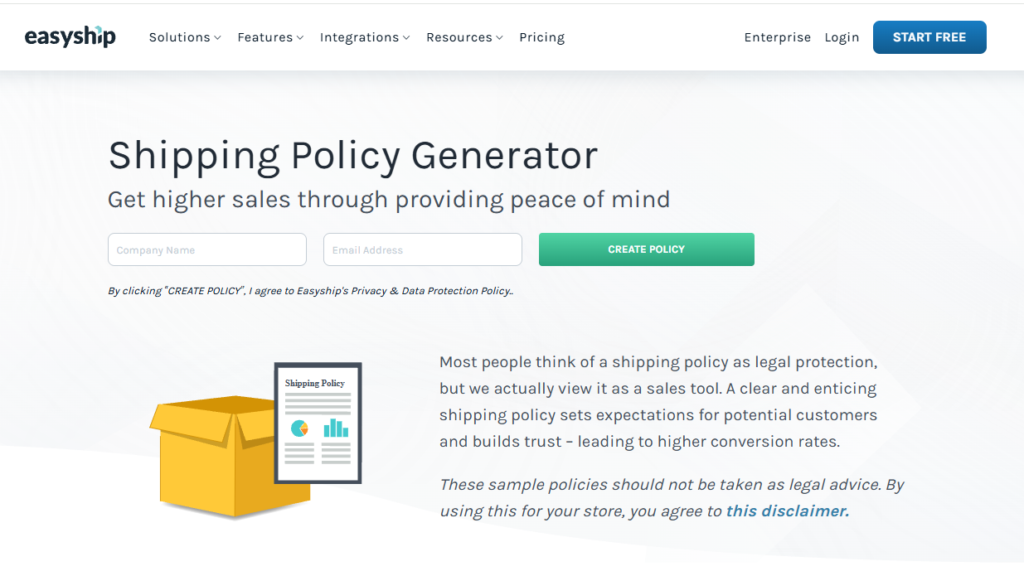 shipping policy generator for dropshipping store