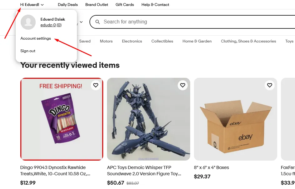 step 1 setting up ebay account adding payment my settings