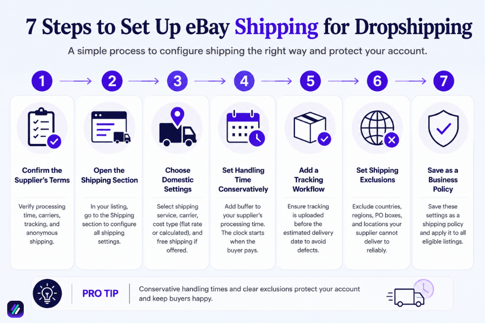 steps on how to set up eBay shipping for dropshipping
