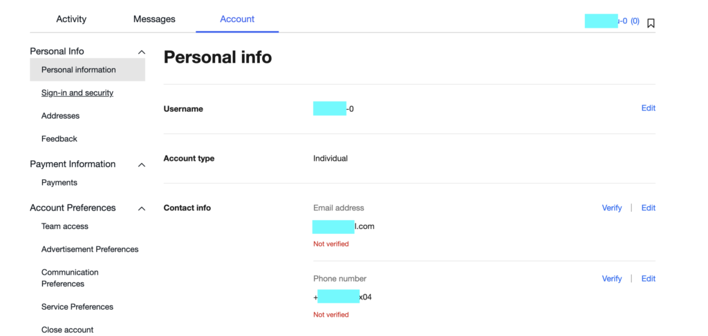 switch from an eBay personal account to a business account