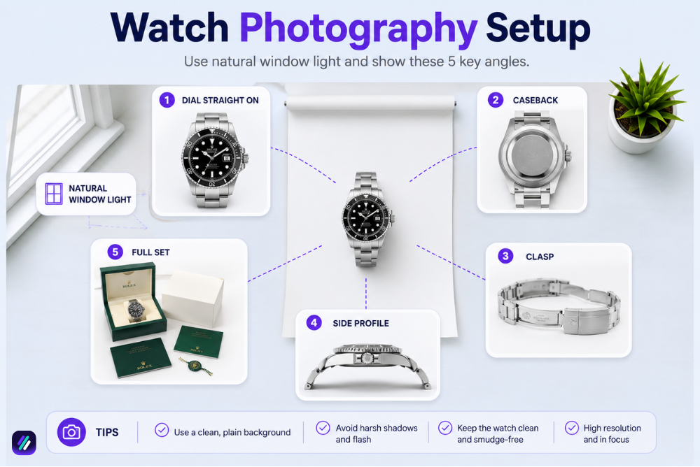 take photos on how to sell watches on ebay