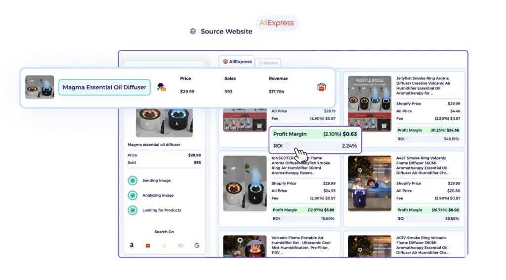 use aliexpress AI suppliers matching tool to find products to droship from aliexpress to ebay