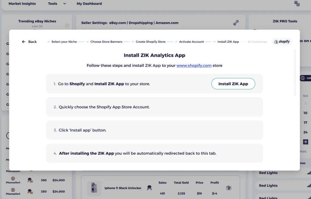 use zik for product research and competitor analysis when you start shopify dropshipping