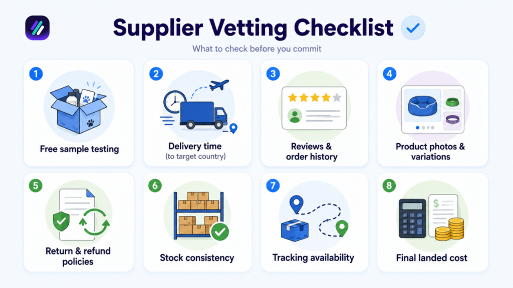 vetting suppliers for dropshipping without website