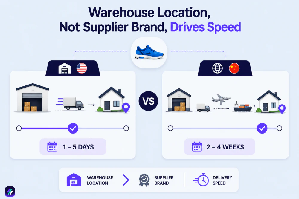 warehouse location shipping speed difference