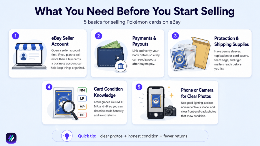 what you need before selling pokemon cards on ebay