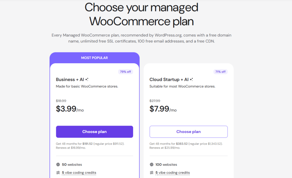 woocommerce hosting plan with hostinger for dropshipping website