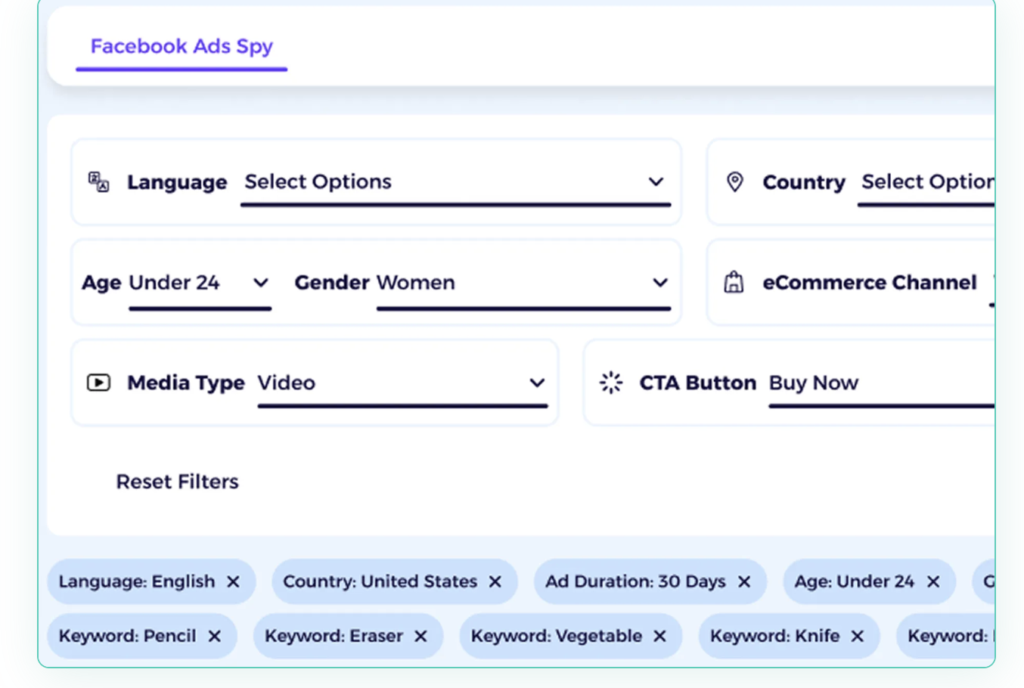 zik analytics facebook ads spy filters
