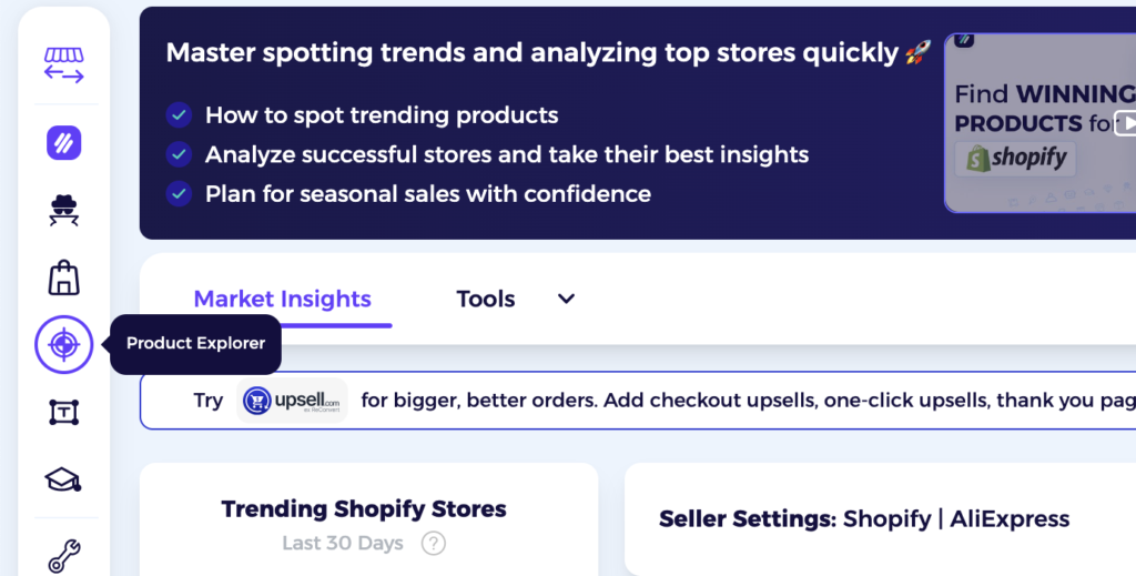 zik anaytics go to shopify product explorer menu finding dropshipping suppliers