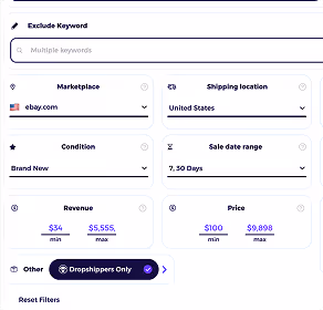 ebay product explorer keyword filters