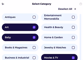 ebay product explorer select category