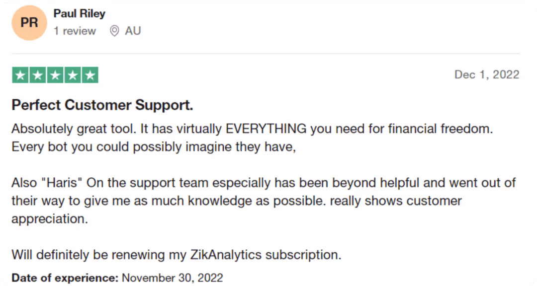 ZIK Success Comment